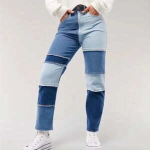 NWOT Hollister Patchwork Ultra High-Rise Vintage Straight Jeans in Size 21S